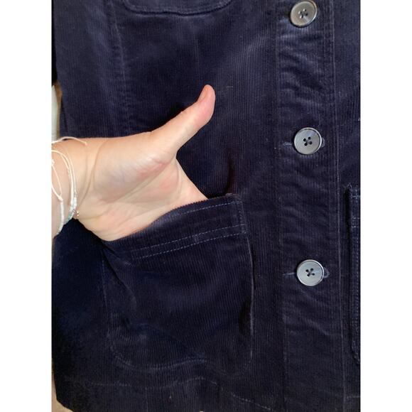 Talbots Corduroy Jacket Womens Small Midnight Blue Button Front Preppy Academia - Picture 12 of 12